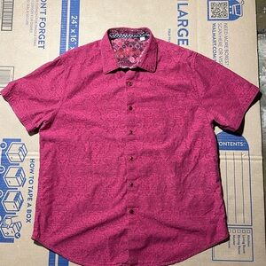 Robert Graham Men's Shirt XL Red Paisley Short Sleeve